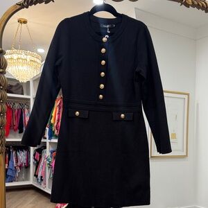 NWT Black Sweater Dress with Gold Button Details